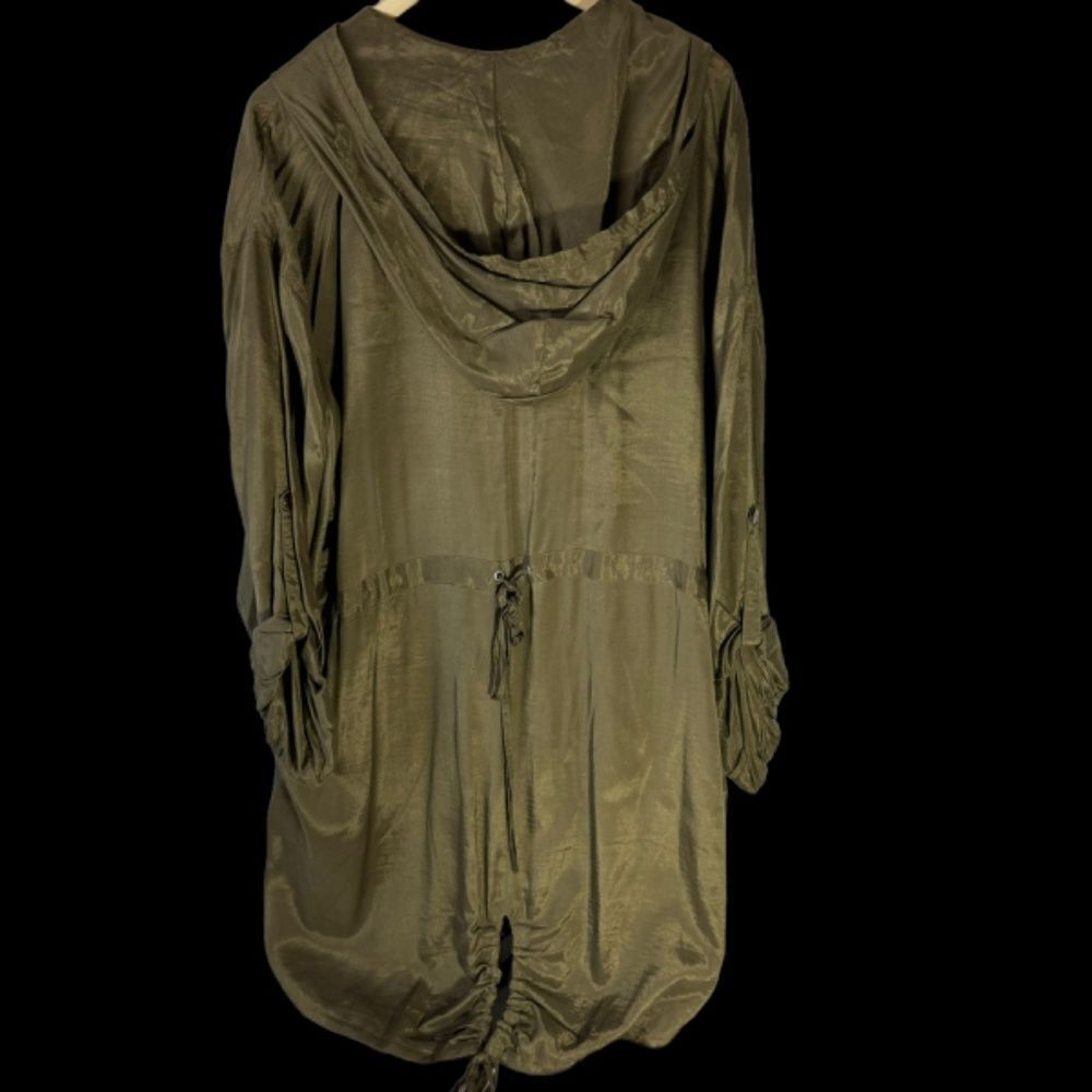 Together By Spiegel VTG Olive Green Hooded Double Drawstring Anorak Jacket Sz 22